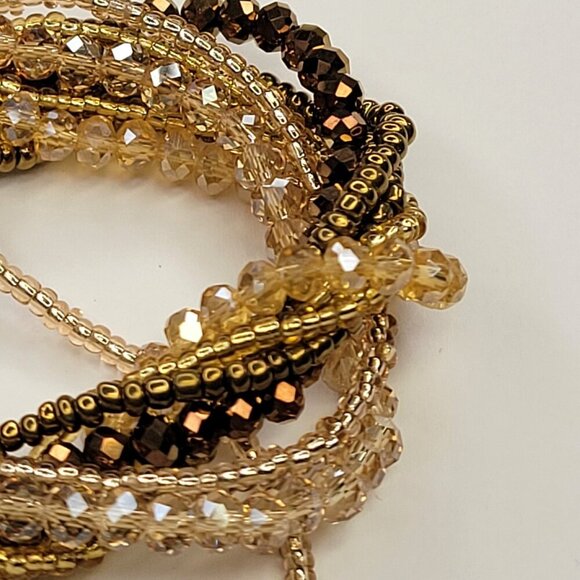 Multi Strand Braided Necklace Glass Bead Braided Necklace Beaded Twist Necklace - Picture 4 of 9